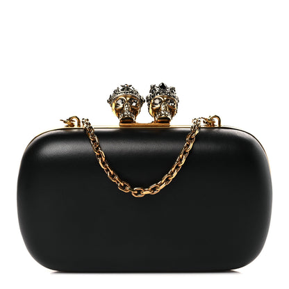 Alexander McQueen Nappa Queen and King Skull Box Chain Clutch Black 1 of 10