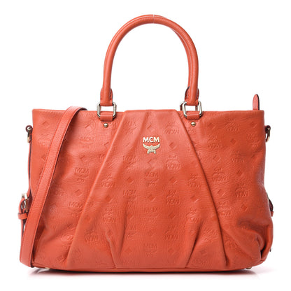 MCM Calfskin Ottomar Monogram Tote Orange 1 of 11