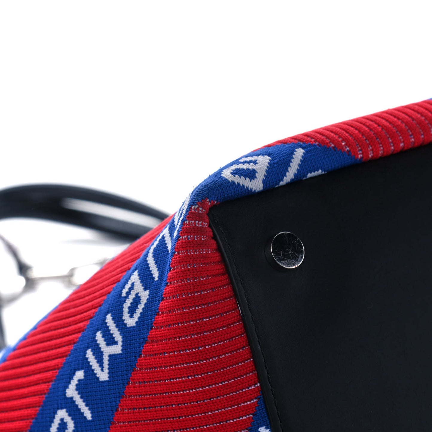 Knit Jacquard Diagonal Logo Roxy Tote Red Blue