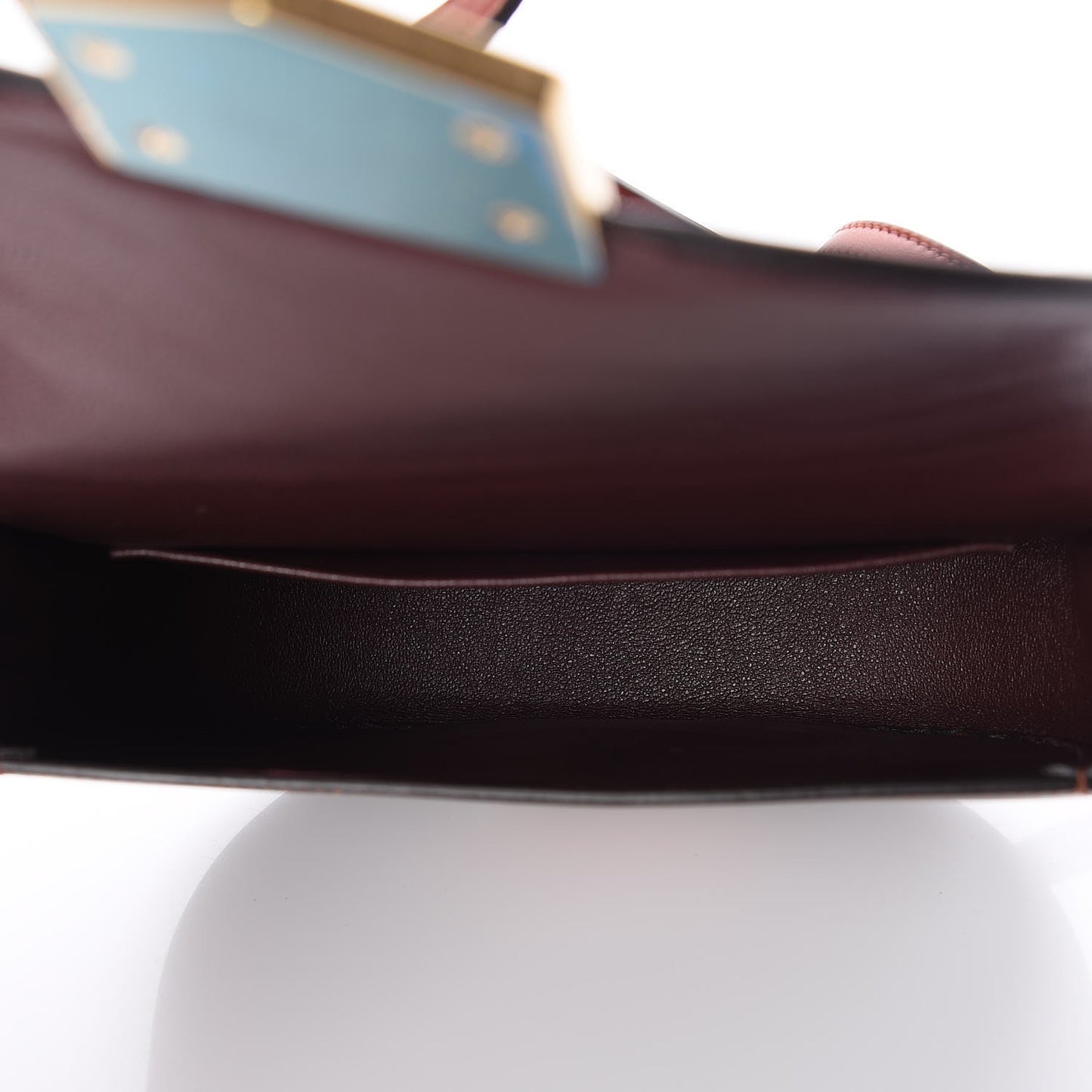 Glazed Calfskin Small Bi-Color Trotteur Burgundy