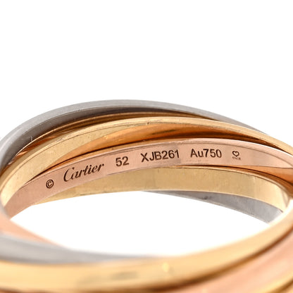 Cartier 18K Pink White Yellow Gold 7 Band Trinity Ring 52 6 4 of 4
