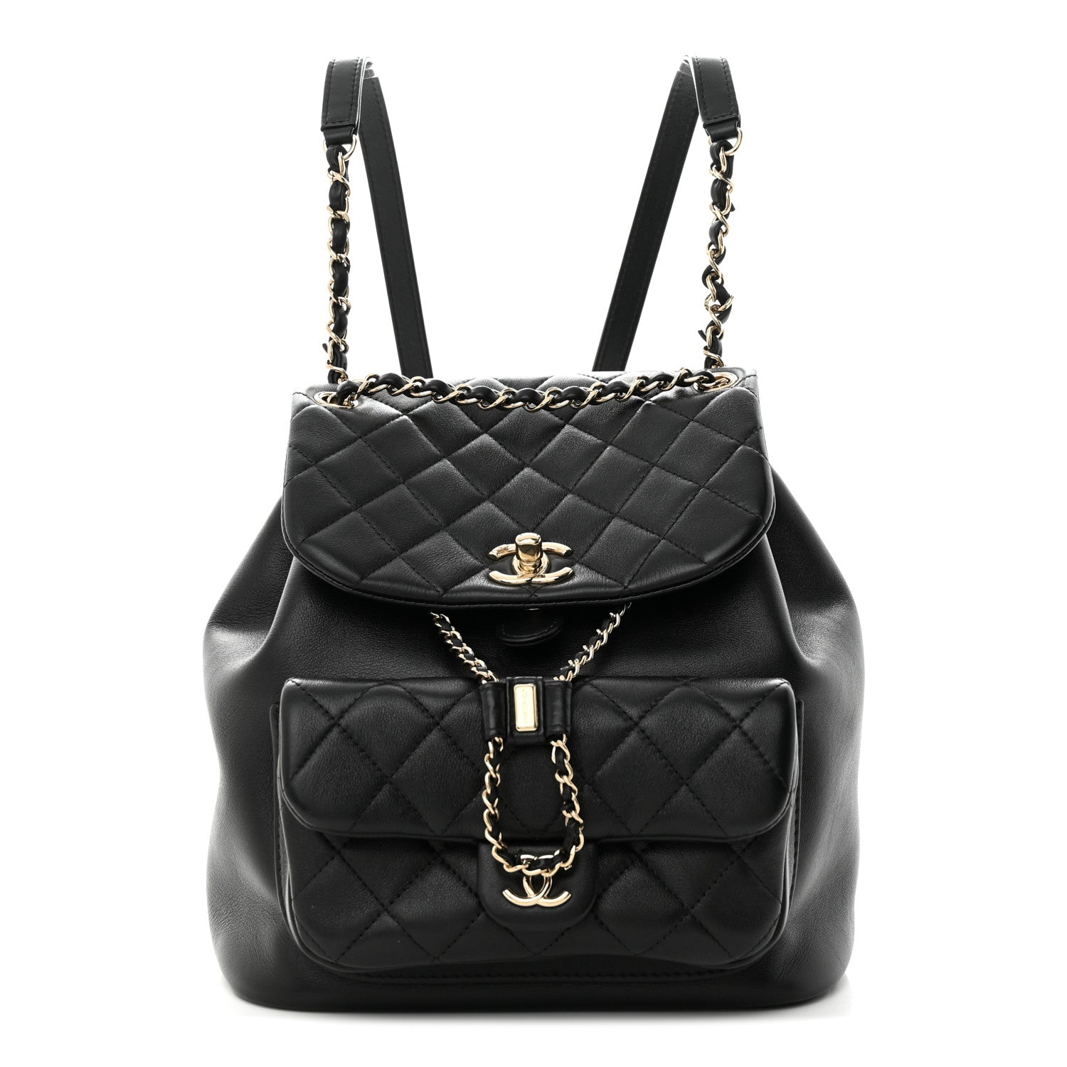 Chanel Lambskin Quilted Large Duma Drawstring Backpack Black 1 of 11