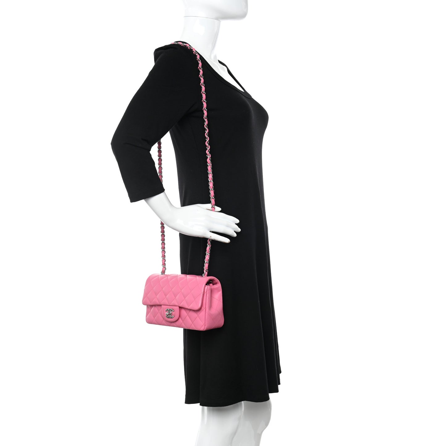Lambskin Quilted Mini Rectangular Flap Pink