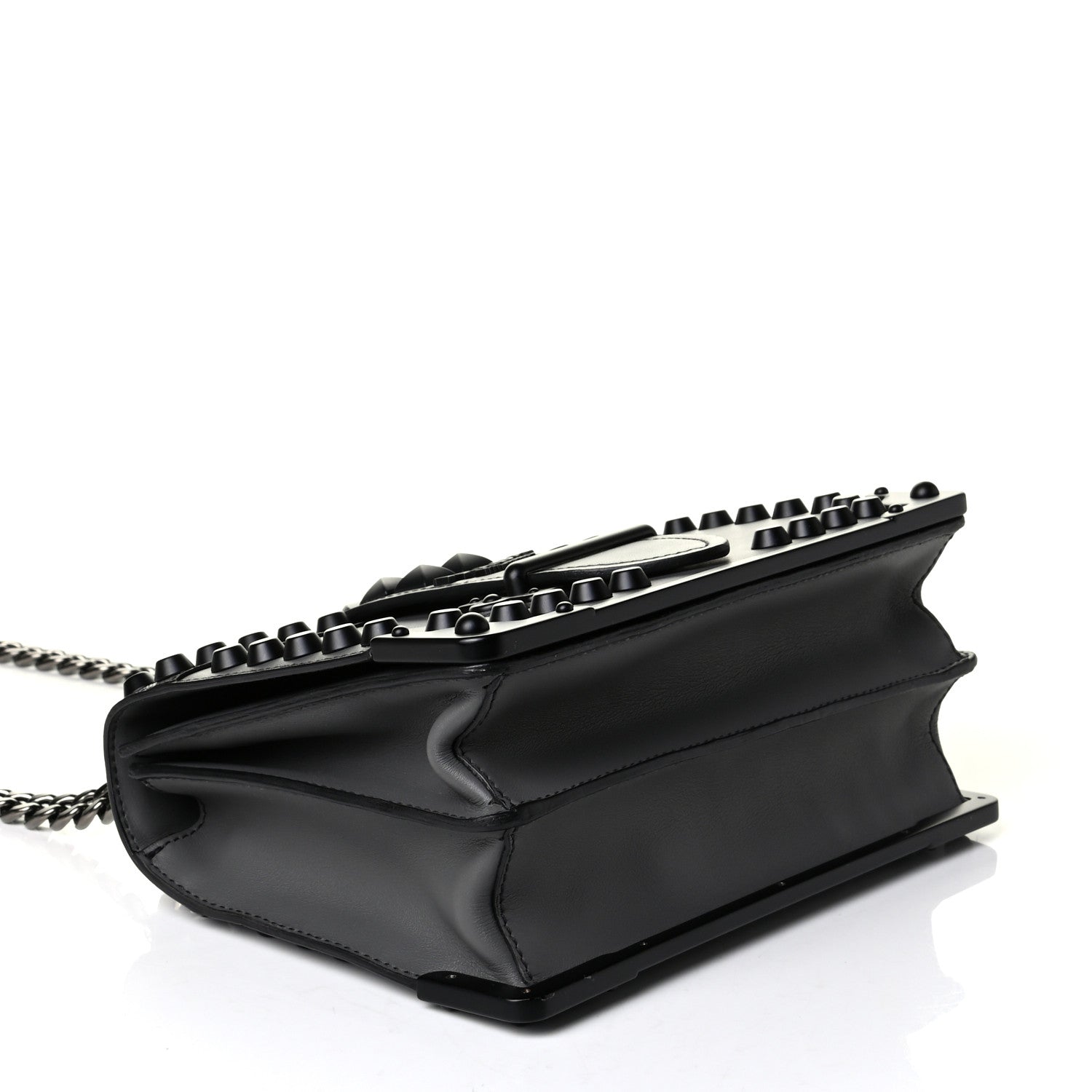 Prada City Calfskin Saffiano Studded Cahier Bag Mercurio 3 of 4