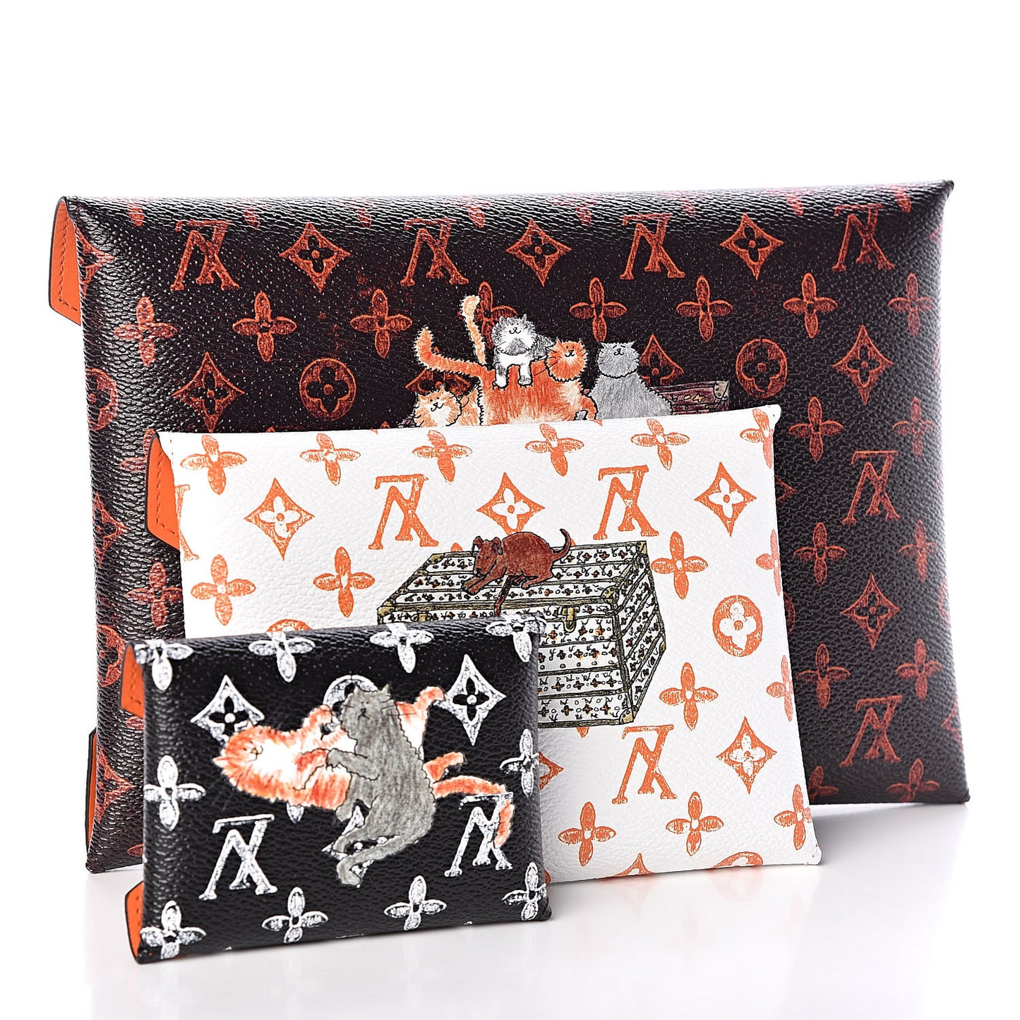 Catogram Kirigami Pochette Set Marron White Black