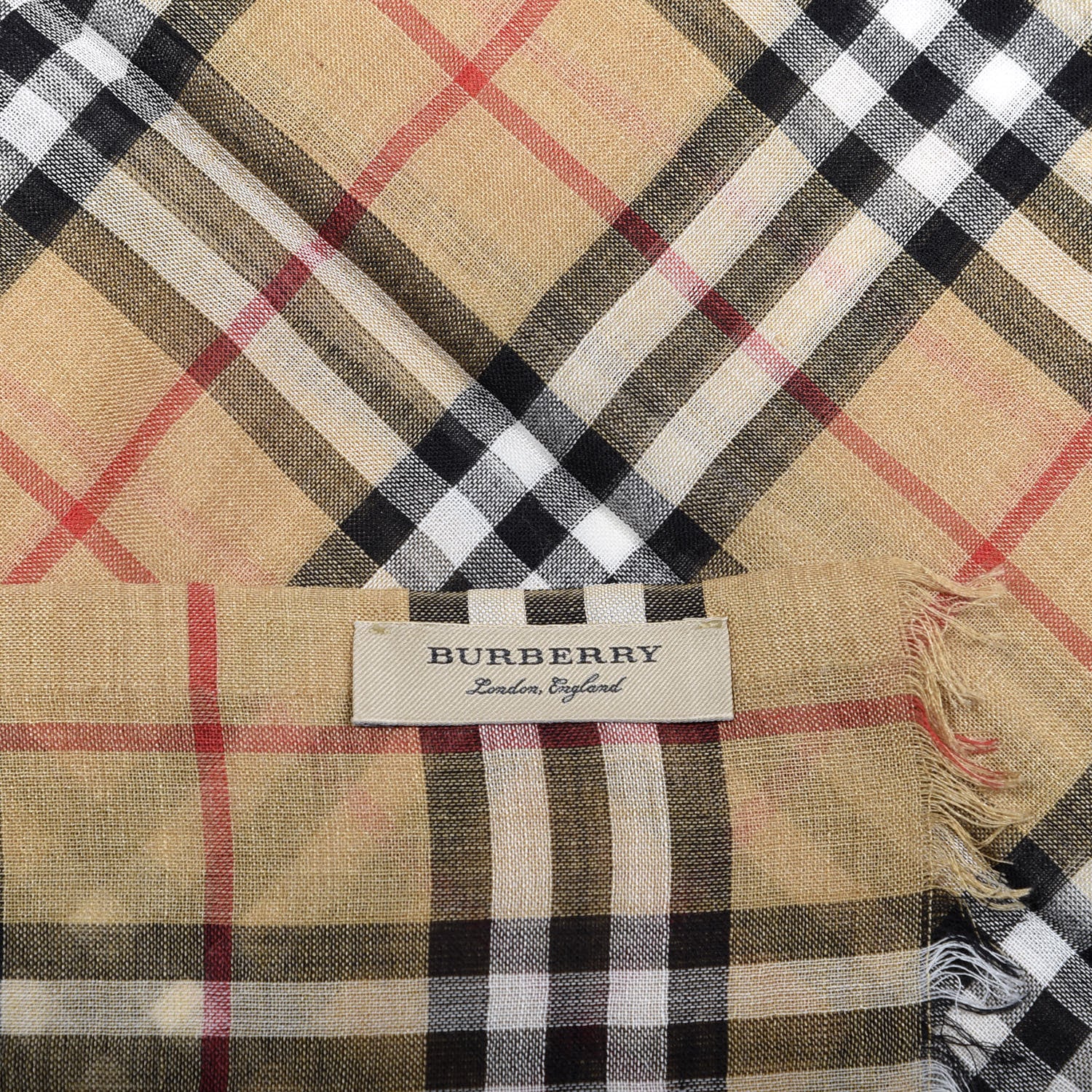 Burberry Wool Silk Gauze Vintage Check Scarf Antique Yellow 4 of 4