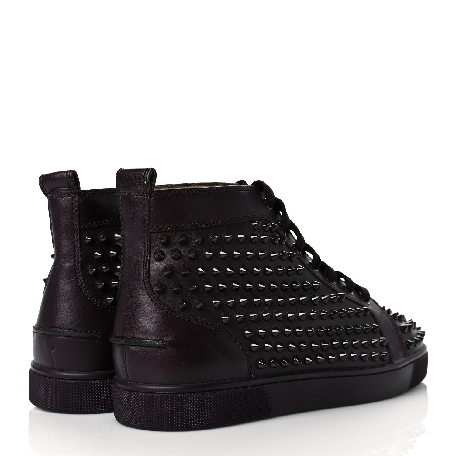 Christian Louboutin Calfskin Mens Louis Spikes Flat Sneakers 42 Burgundy 4 of 10