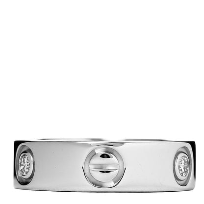 Cartier 18K White Gold 3 Diamond 5.5mm LOVE Ring 50 5.25 3 of 4