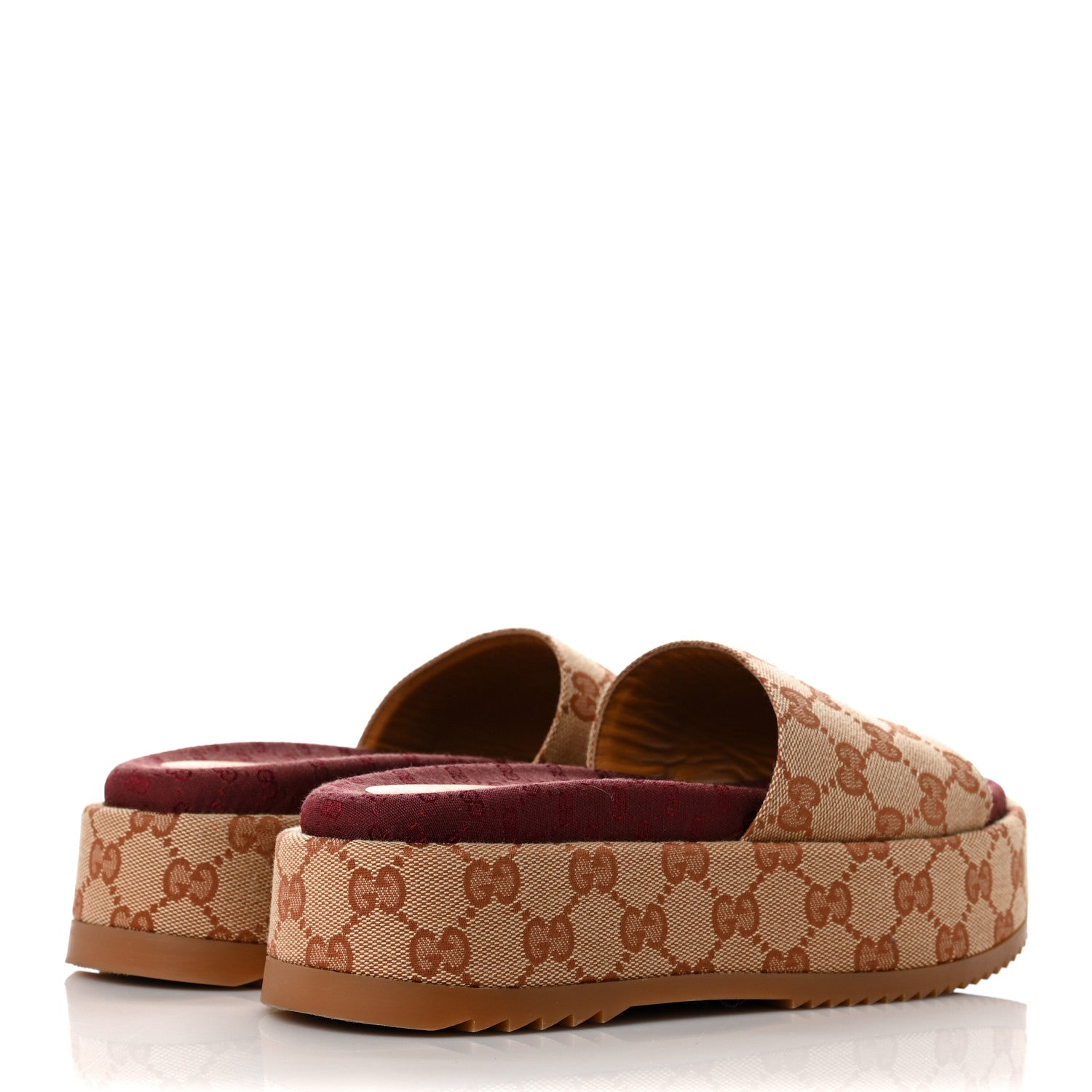Gucci Canvas GG Monogram Angelina Platform Slide Sandals 37.5 Beige Ruggine 4 of 10