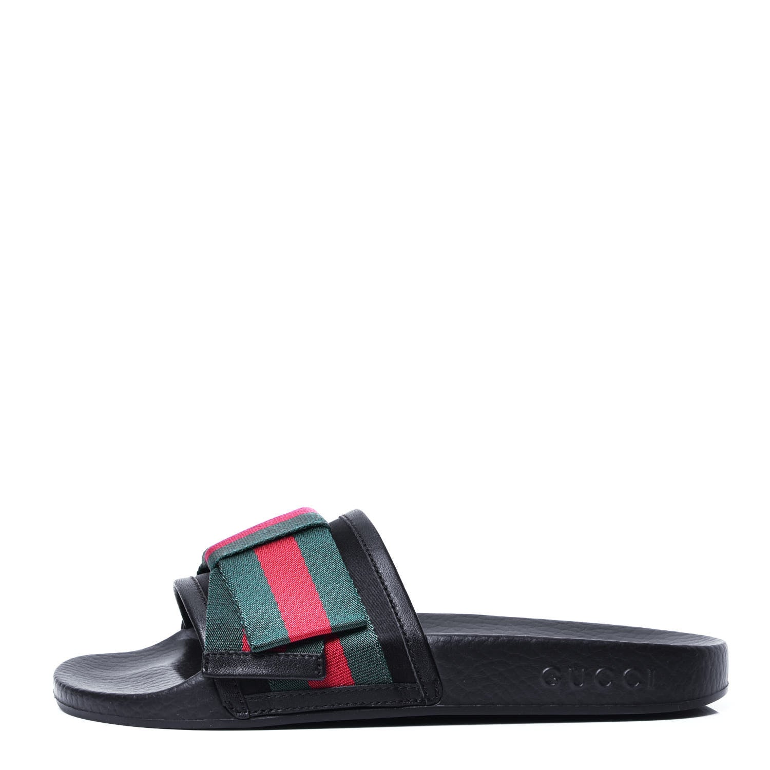Gucci Satin Web Bow Slide Sandals 36 Black 1 of 5