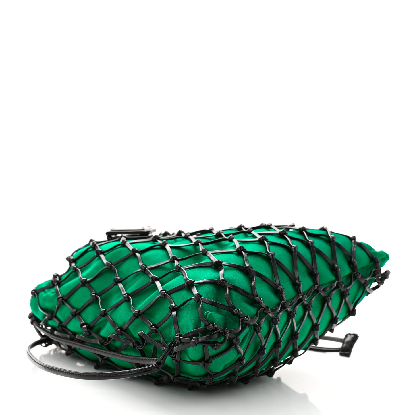 Satin Net Chain Bag Green Black