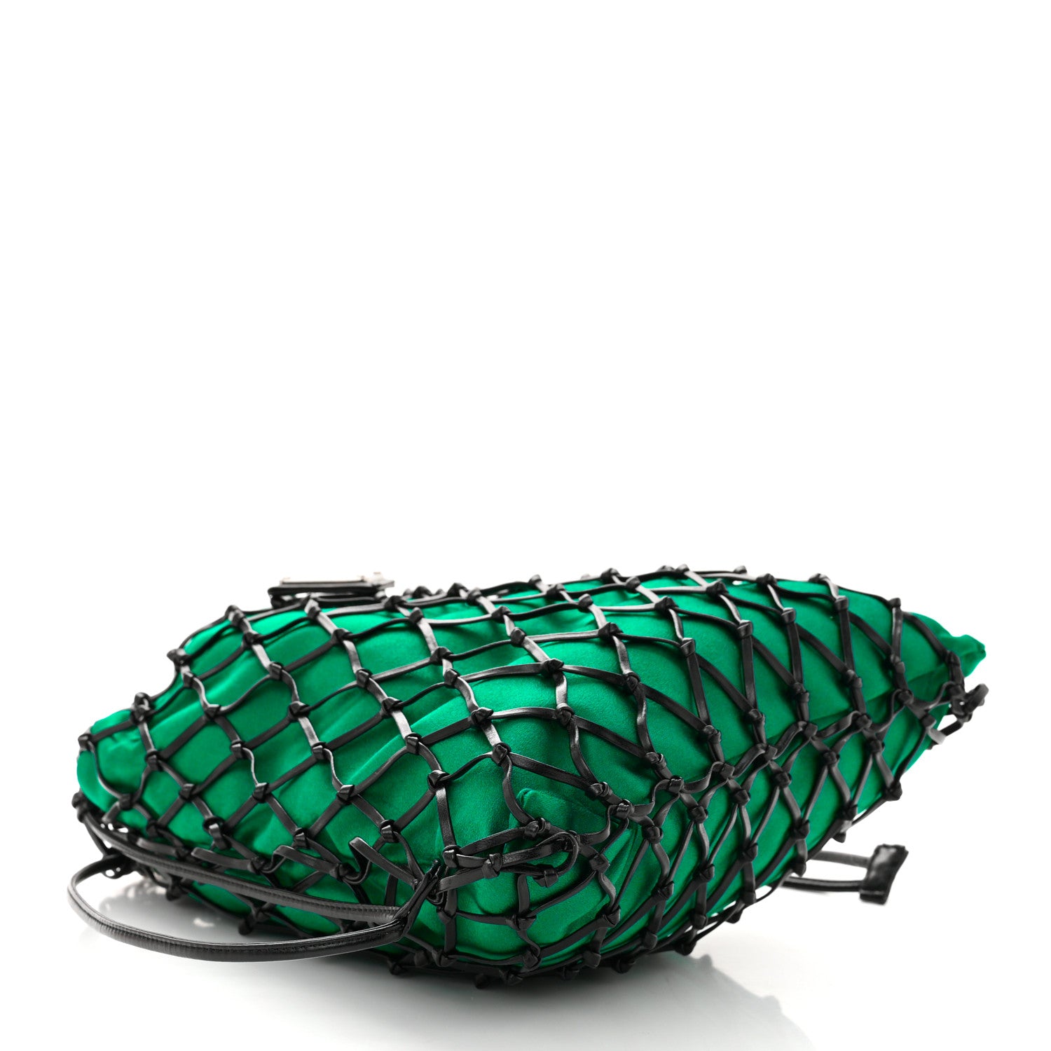Prada Satin Net Chain Bag Green Black 4 of 9