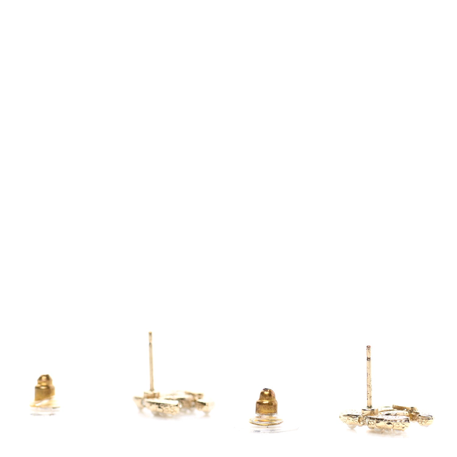 Chanel Pearl Crystal CC Earrings Light Gold 3 of 6
