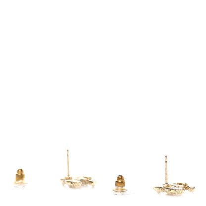 Chanel Pearl Crystal CC Earrings Light Gold 3 of 6