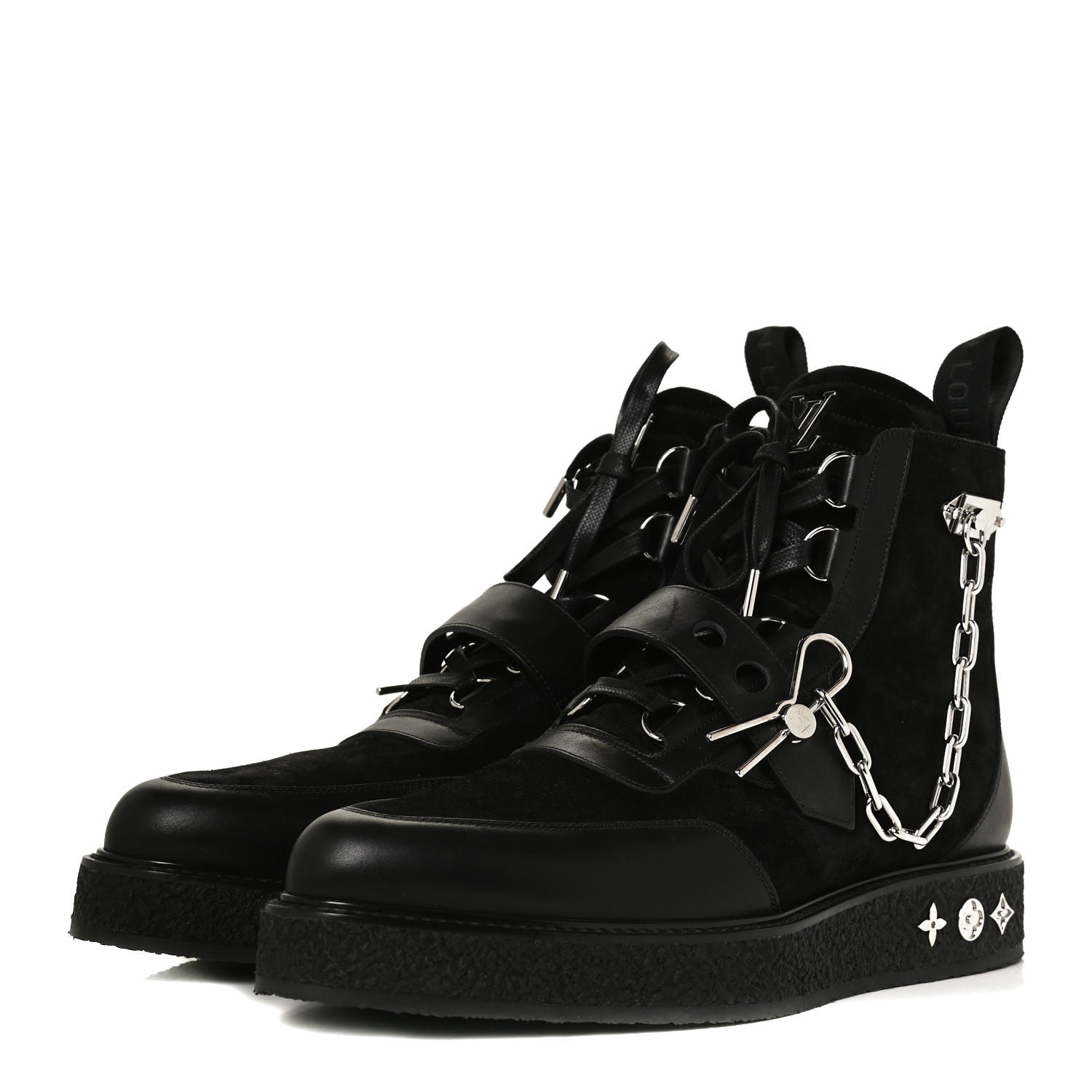 Louis Vuitton Calfskin Suede Mens Creeper Ankle Boots 9.5 Black 3 of 8