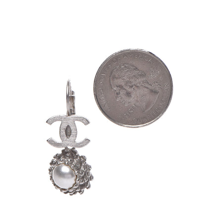 Chanel Pearl CC Drop Earrings Silver 2 of 4