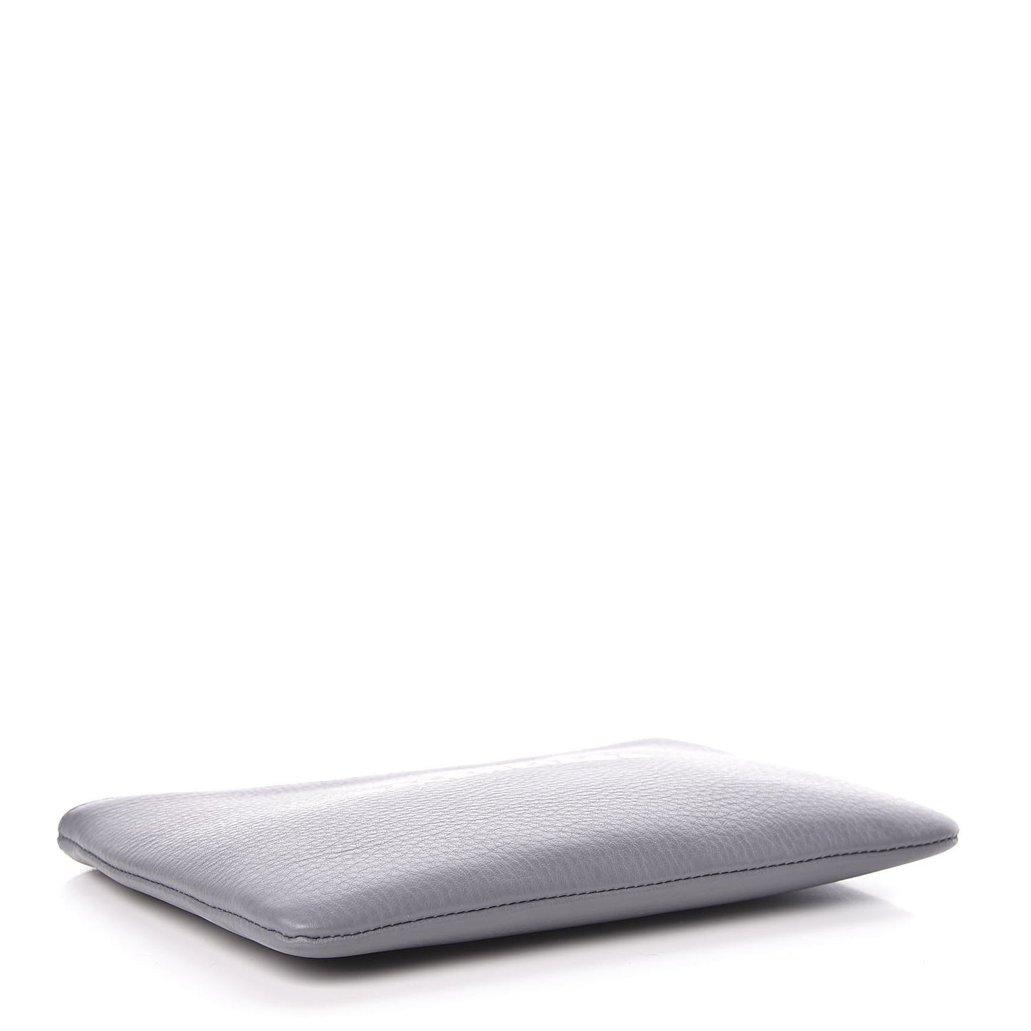 Calfskin Logo Medium Everyday Pouch Gris Perle Fonce White