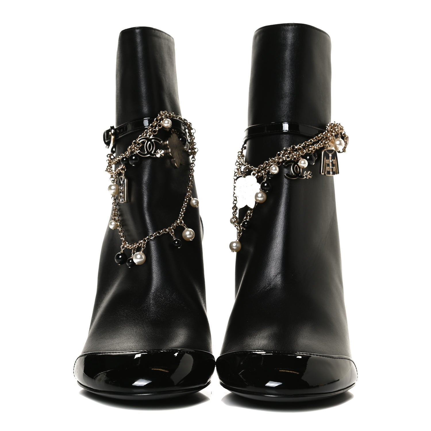 Chanel Lambskin Patent Calfskin Ankle Boots 40 Black 2 of 13