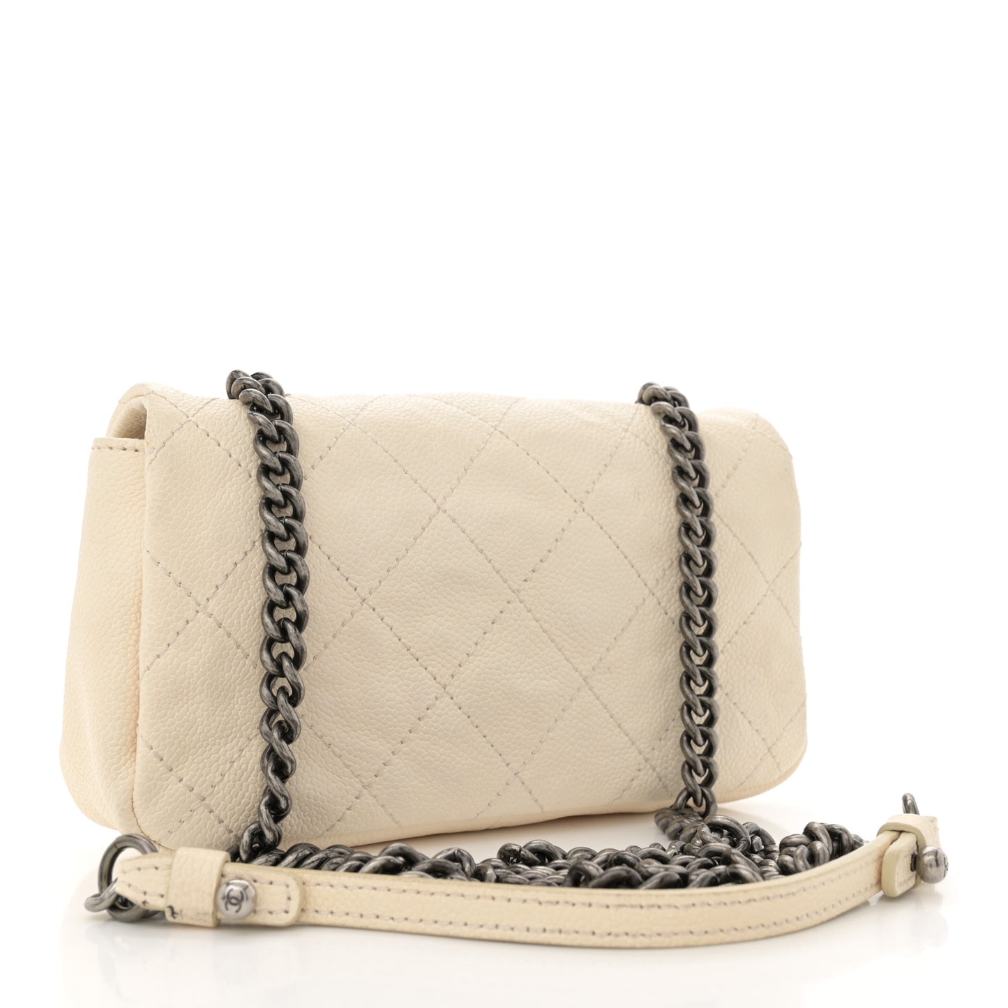 Caviar Quilted Mini Simply CC Flap White