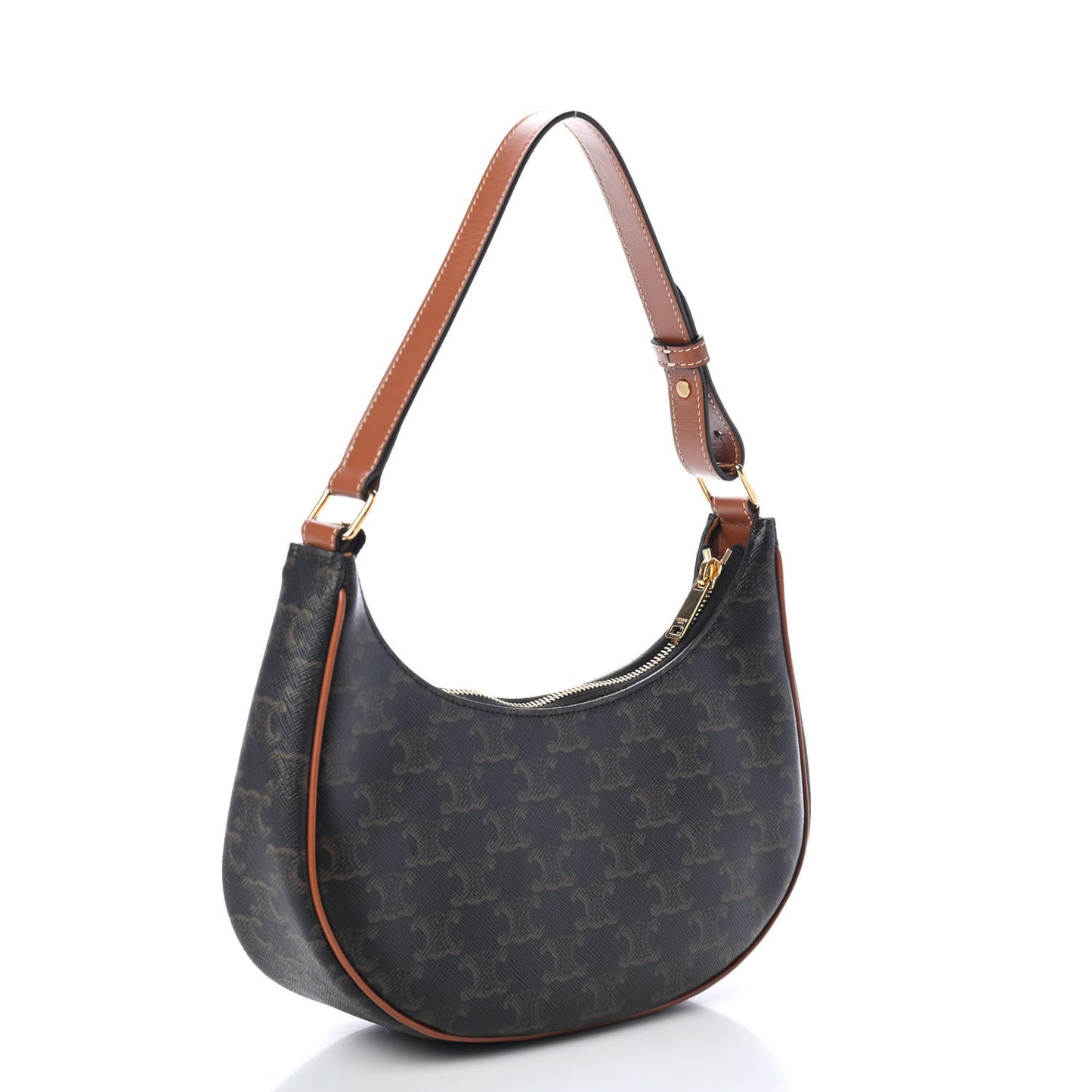 Triomphe Canvas Calfskin Ava Shoulder Bag Tan