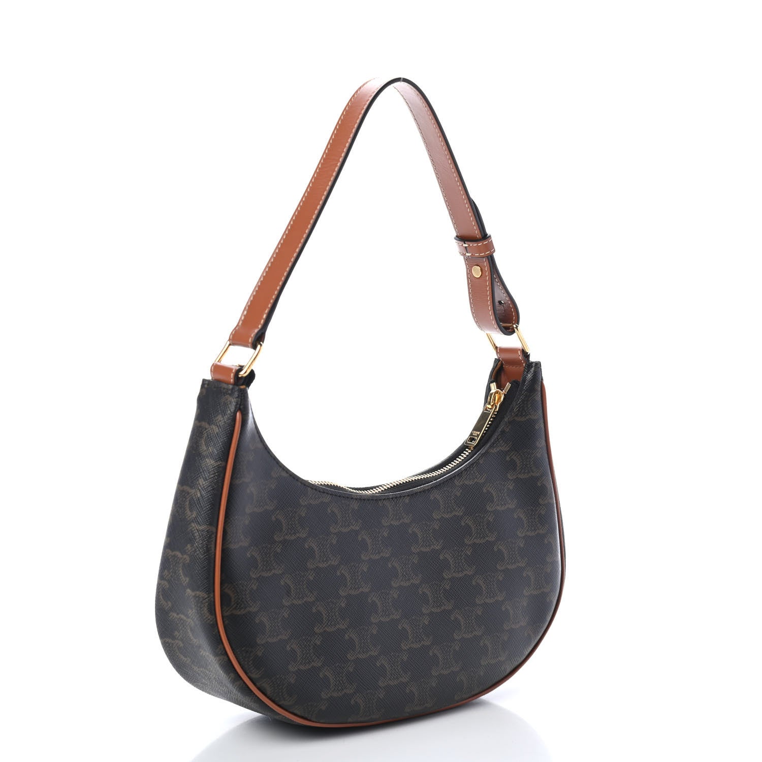 Celine Triomphe Canvas Calfskin Ava Shoulder Bag Tan 3 of 4