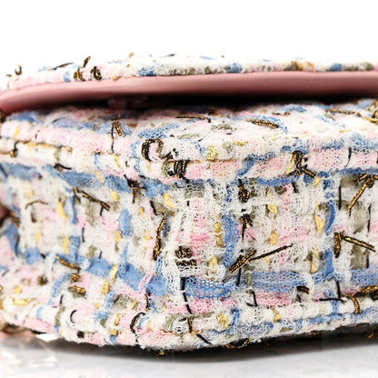 Chanel Tweed Quilted Wallet On Chain WOC Blue Pink Gold 10 of 12