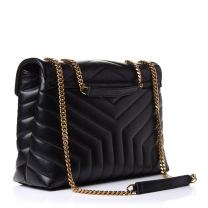 Saint Laurent Calfskin Y Quilted Monogram Medium Loulou Chain Satchel Black 3 of 11
