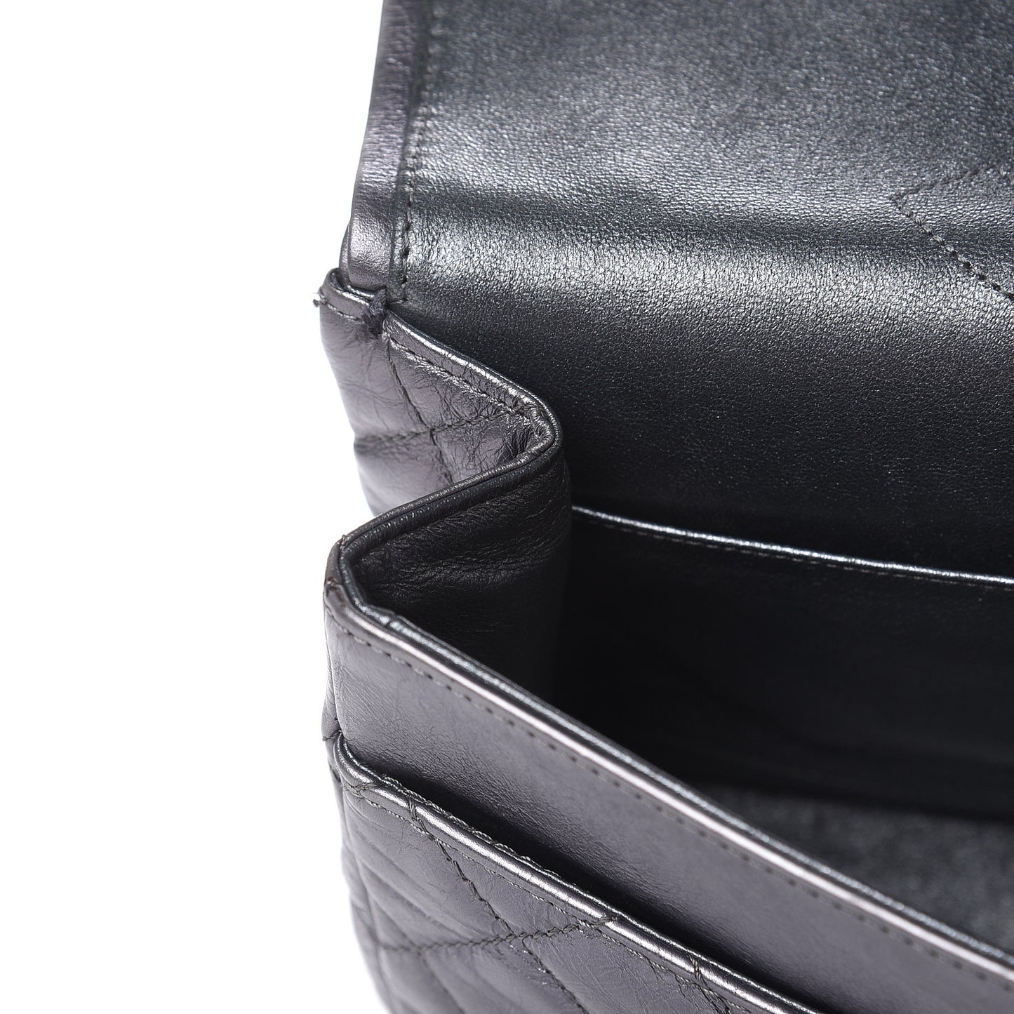 Metallic Aged Calfskin Quilted 2.55 Reissue 227 Flap Dark Silver