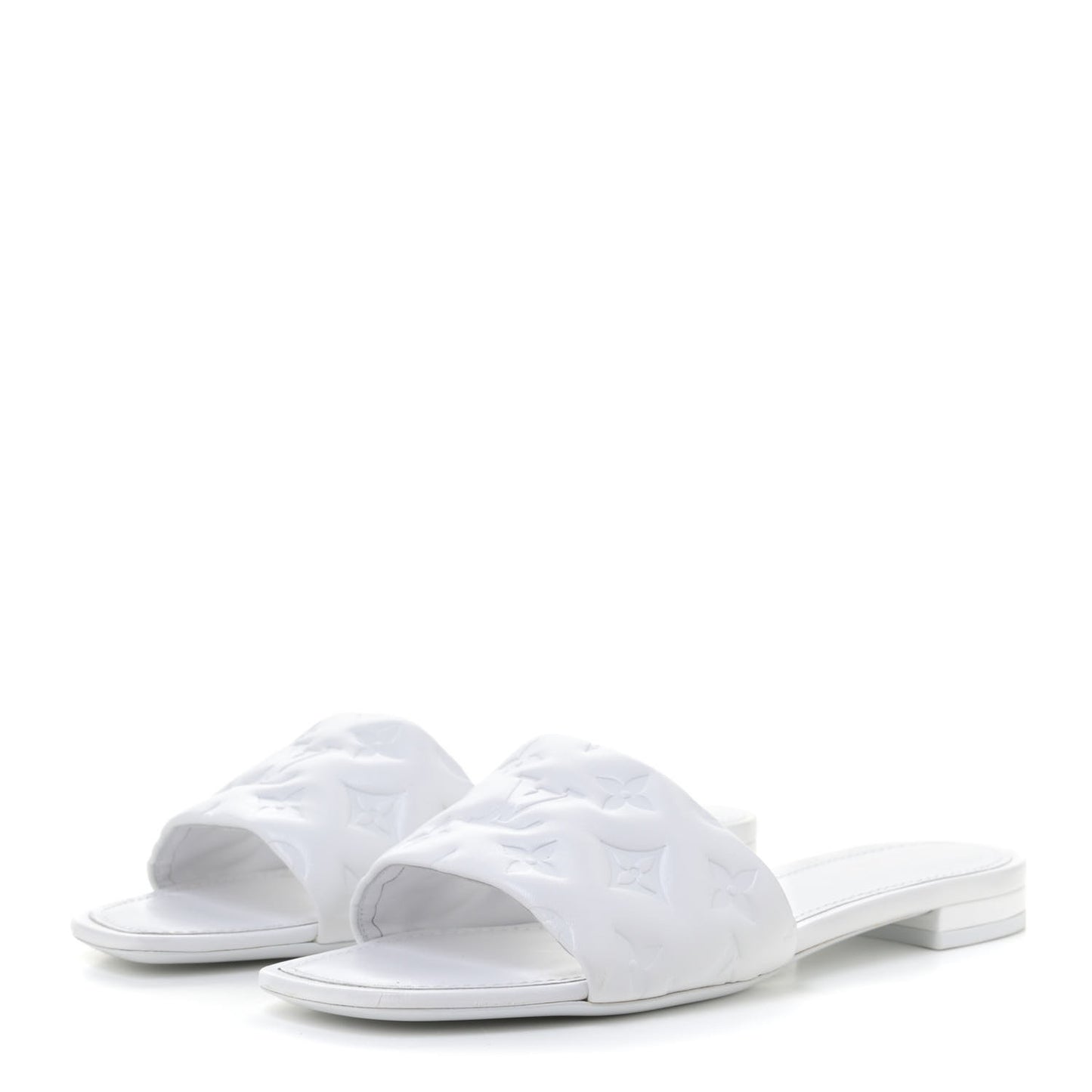Lambskin Embossed Monogram Revival Flat Mules 40 White