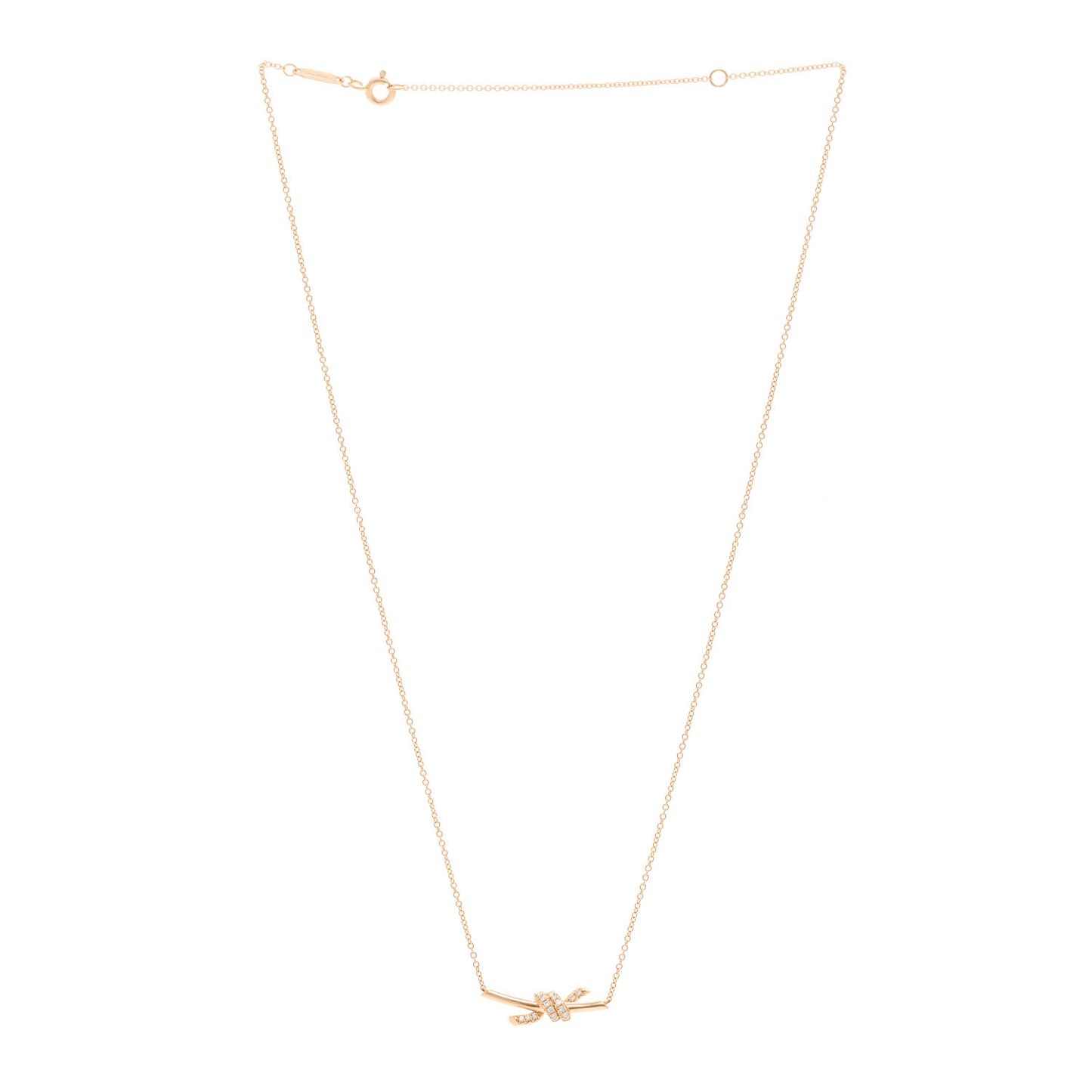 18K Rose Gold Diamond Small Knot Necklace