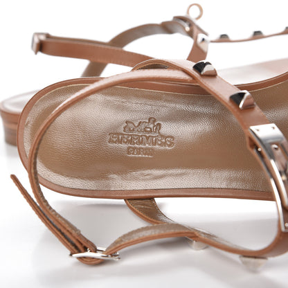 Hermes Calfskin Studded Olivia Sandals 37.5 Palissandre 9 of 9