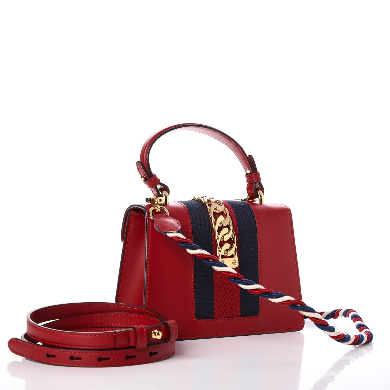 Gucci Calfskin Mini Sylvie Top Handle Bag Hibiscus Red 4 of 9