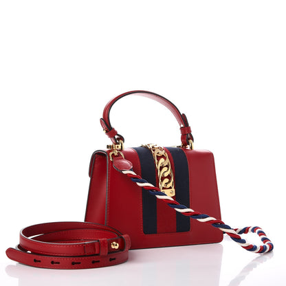 Gucci Calfskin Mini Sylvie Top Handle Bag Hibiscus Red 4 of 9