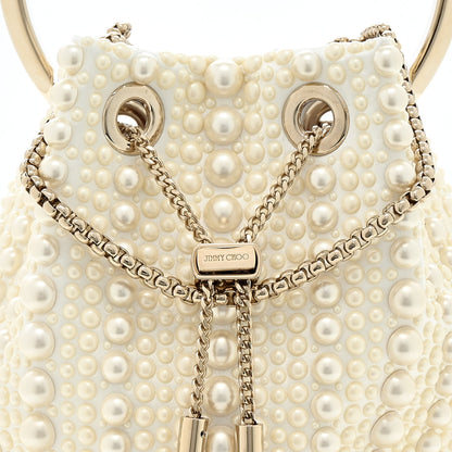 Jimmy Choo Satin Pearl Embellished Bon Bon Bag Ivory 18 of 21
