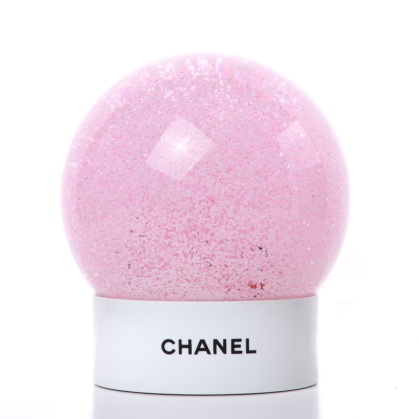 Glass N°5 Perfume Bottle Snow Globe Pink