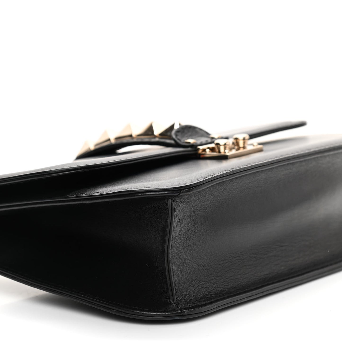 Vitello Medium Glam Lock Rockstud Flap Black