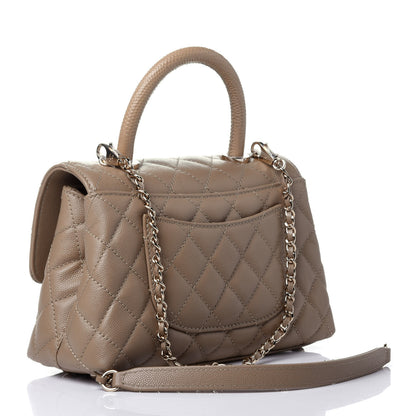Chanel Caviar Lizard Embossed Quilted Mini Coco Handle Flap Dark Beige 2 of 4