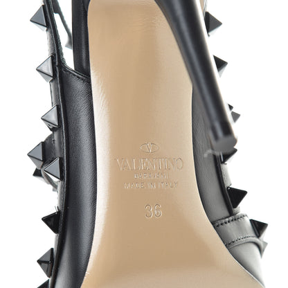 Valentino Garavani Calfskin Nappa Monochrome Rockstud Ankle Strap 100mm Pumps 36 Black 7 of 8