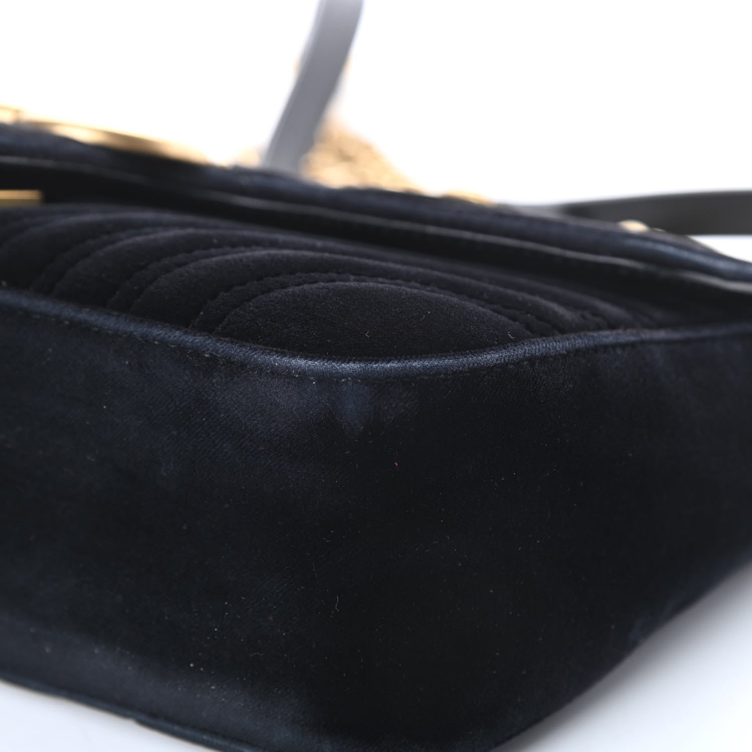 Gucci Velvet Matelasse Small GG Marmont Shoulder Bag Black 11 of 17