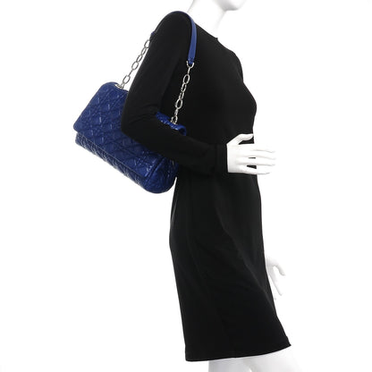 Christian Dior Lambskin Cannage Soft Flap Bag Blue 2 of 7