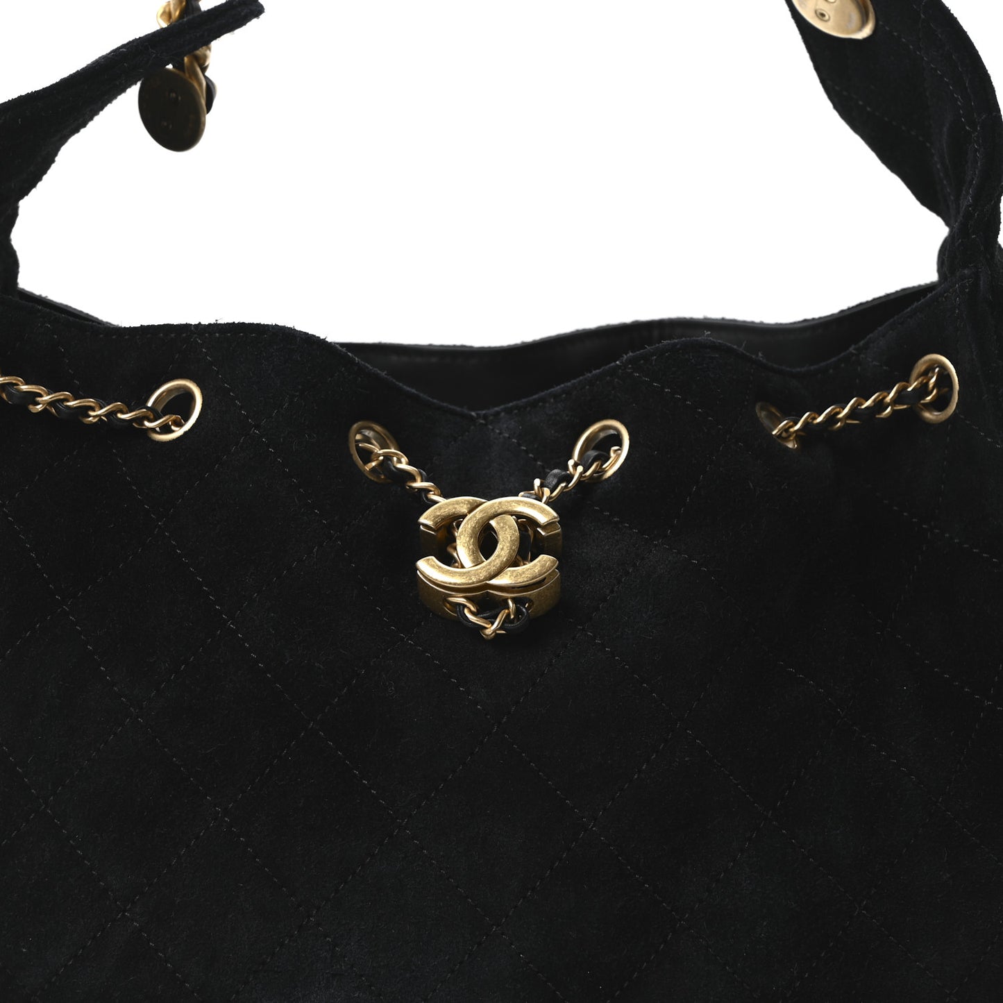 Suede Quilted Small Chanel 25 Handbag Black