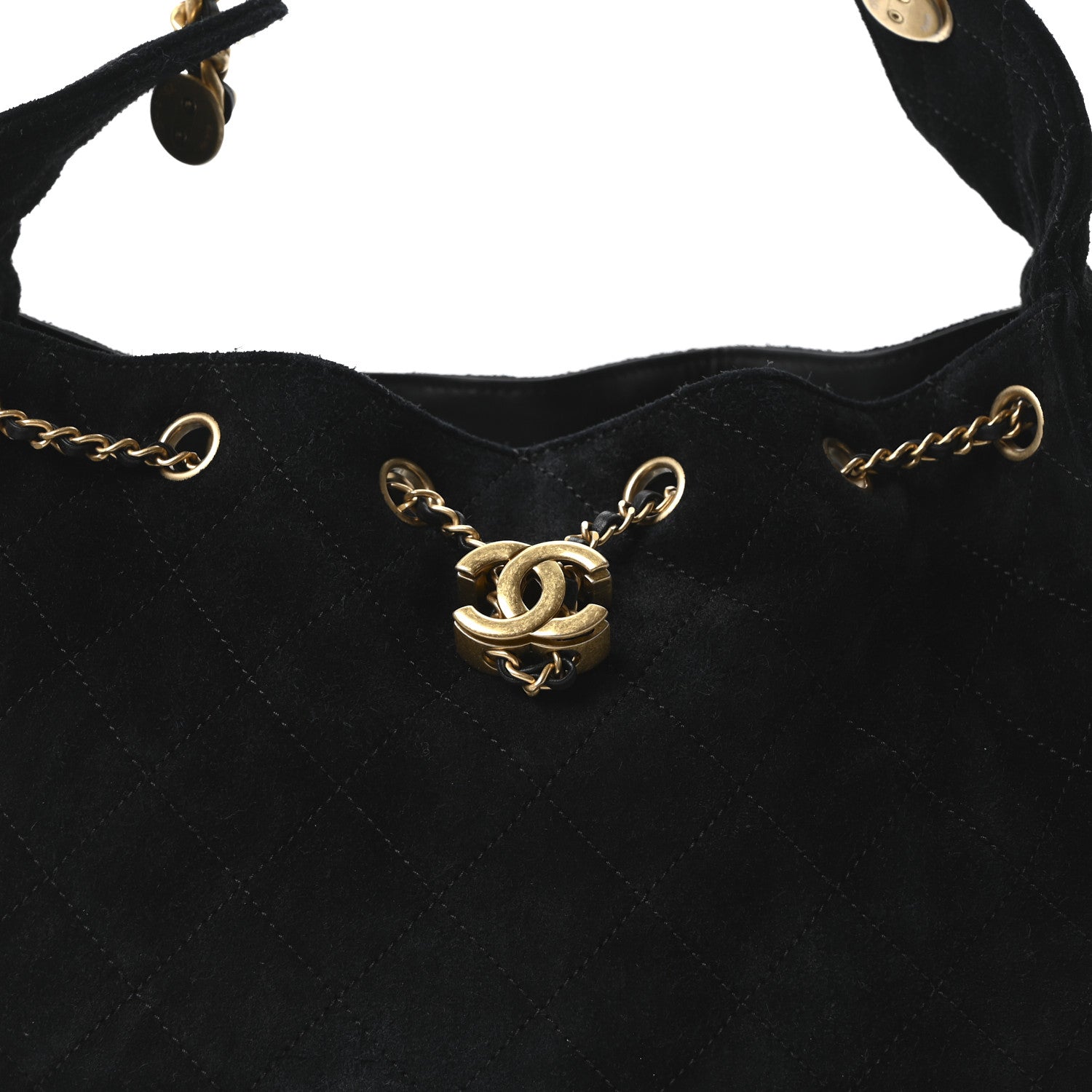 Chanel Suede Quilted Small Chanel 25 Handbag Black 8 of 10