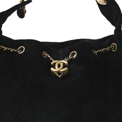 Chanel Suede Quilted Small Chanel 25 Handbag Black 8 of 10