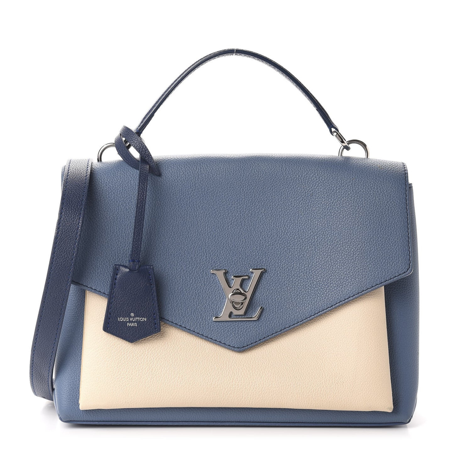 Soft Calfskin My Lockme Top Handle Blue Jean Creme