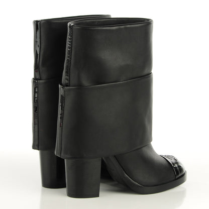 Chanel Calfskin CC Cap Toe Fold Over Boots 36 Black 4 of 7