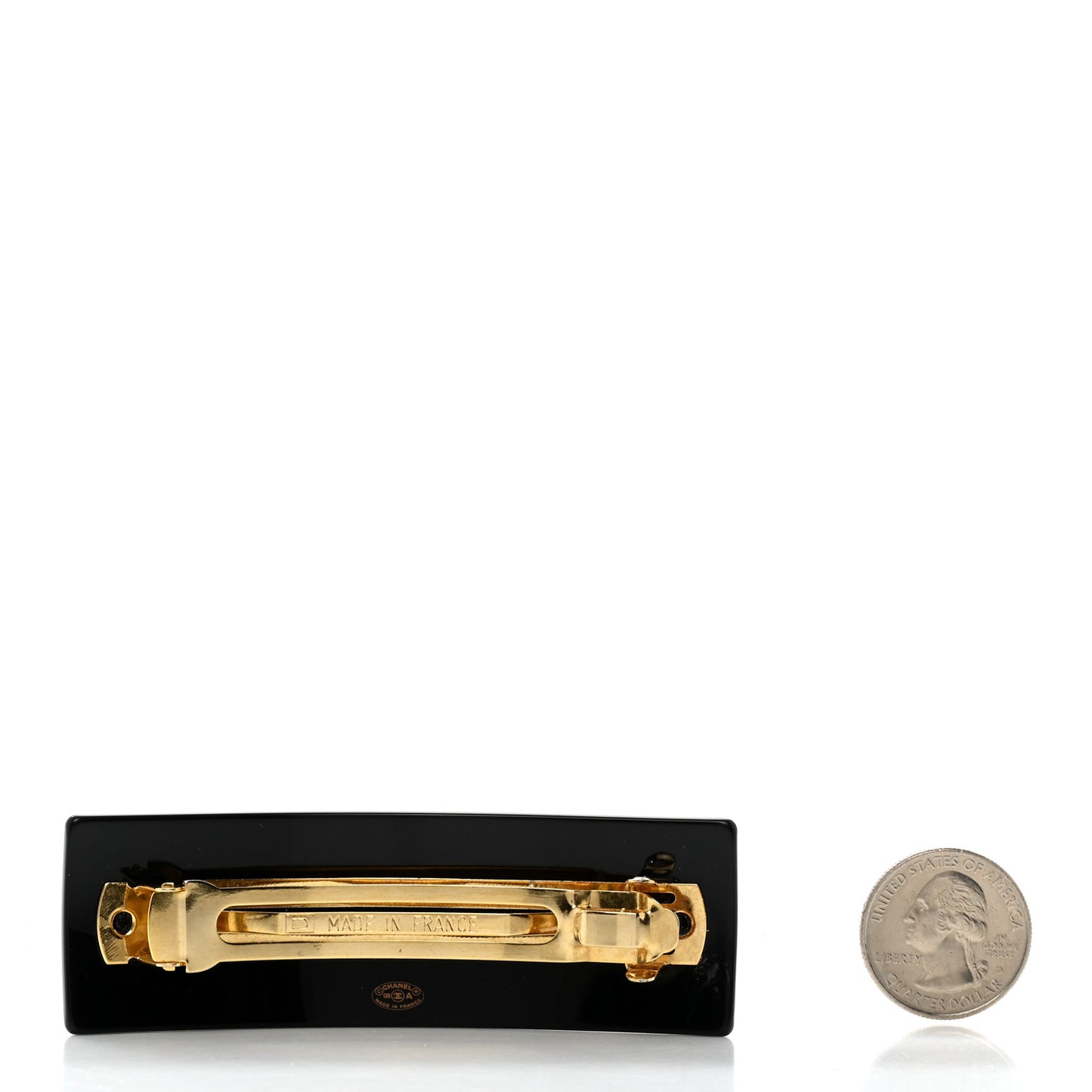 Resin Crystal CC Hair Clip Barrette Black