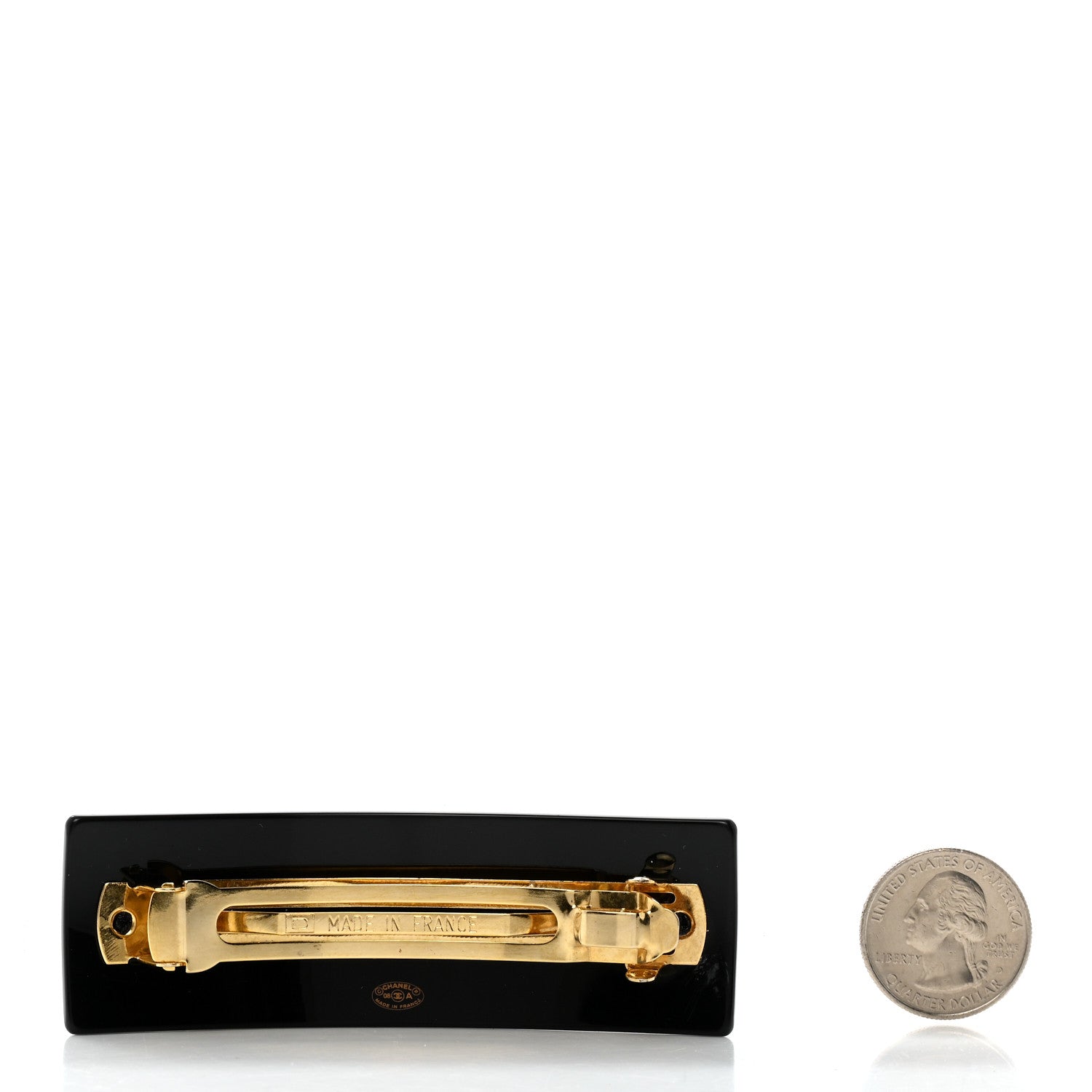 Chanel Resin Crystal CC Hair Clip Barrette Black 2 of 3