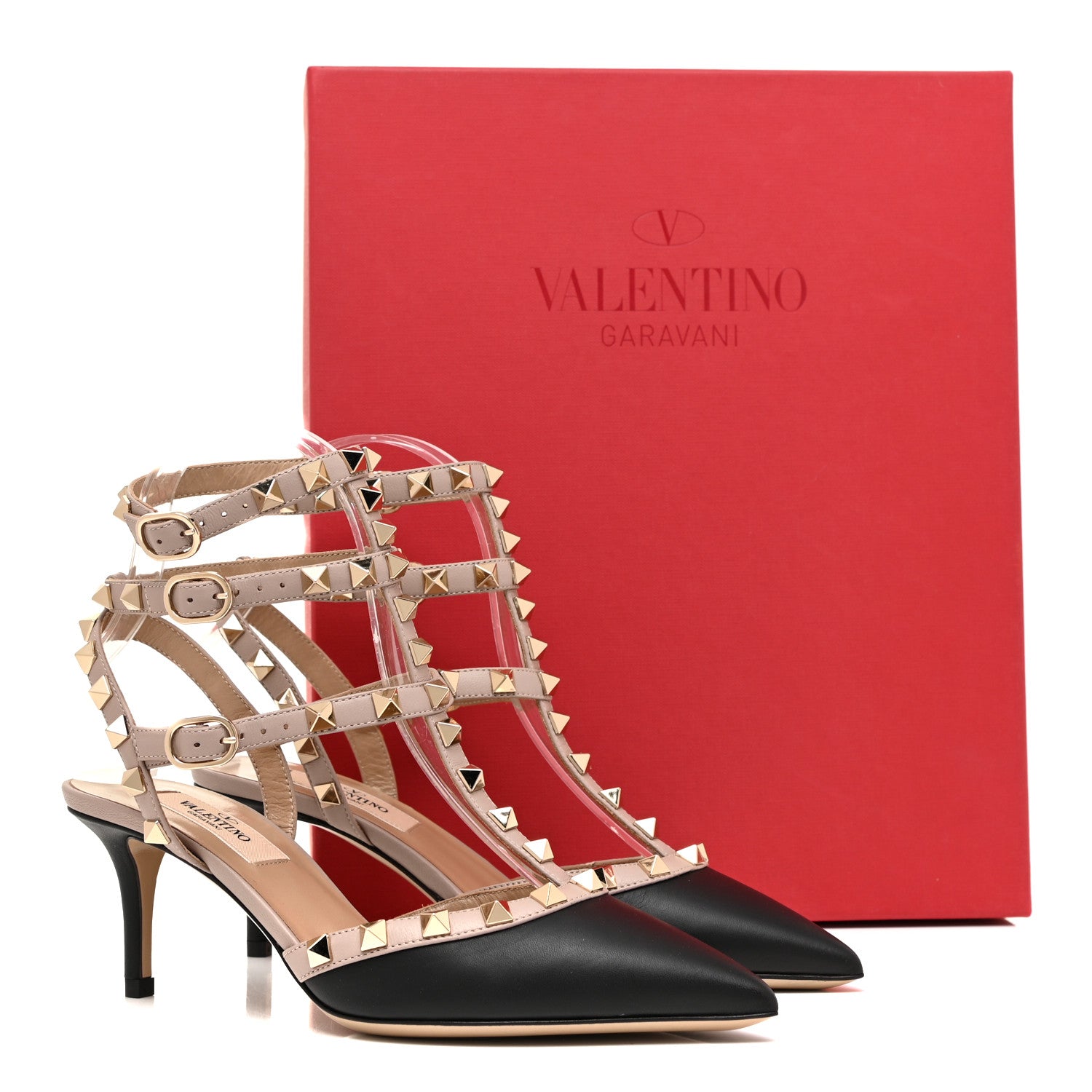 Valentino Garavani Calfskin Nappa Rockstud Ankle Strap 65mm Pumps 35 Black Poudre 9 of 9
