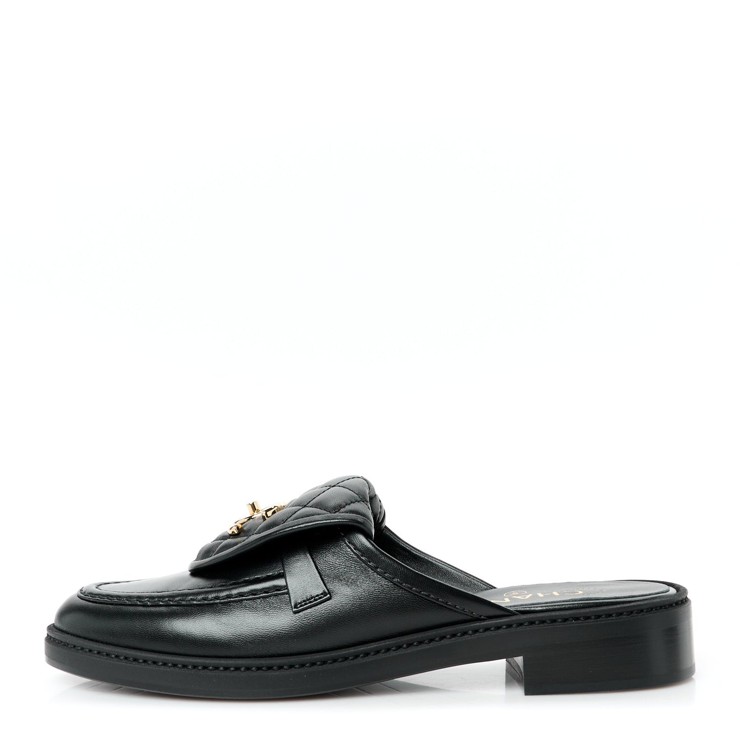 Lambskin Quilted CC Turnlock Mules 39 Black