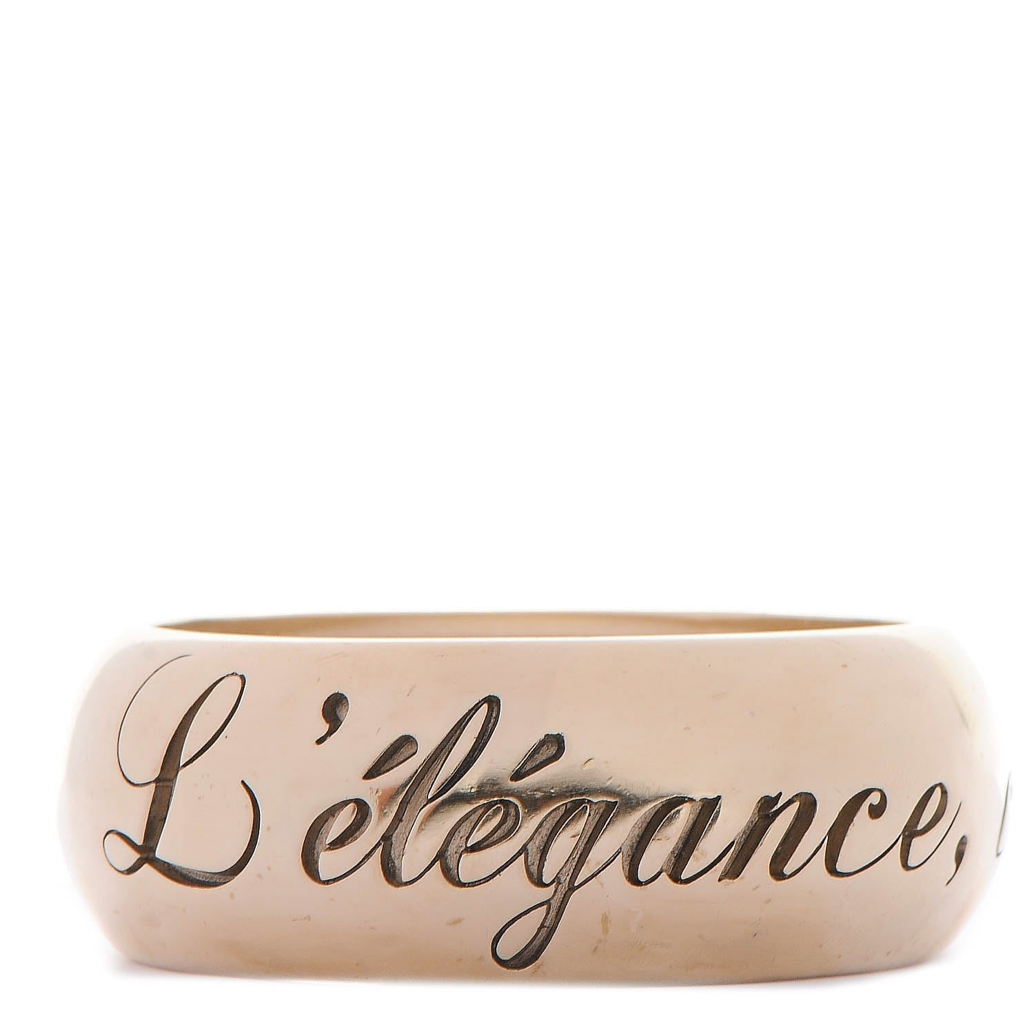 Chanel Wide L'Elegence French Quote Bangle Gold 1 of 6
